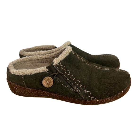 Earth Origins Shoes - Earth Origins Aurora Johanna – Olive Green Leather Slip‑On Clogs – Women's 8